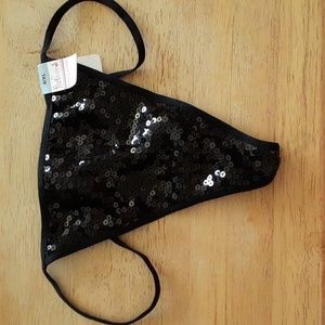NWT Black Sequin Size 8/XL Thong Panties  K112